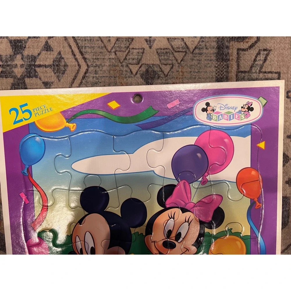 Vintage Disney Babies Large Frame-Tray Puzzle Mickey Minnie Mouse 1990s Complete